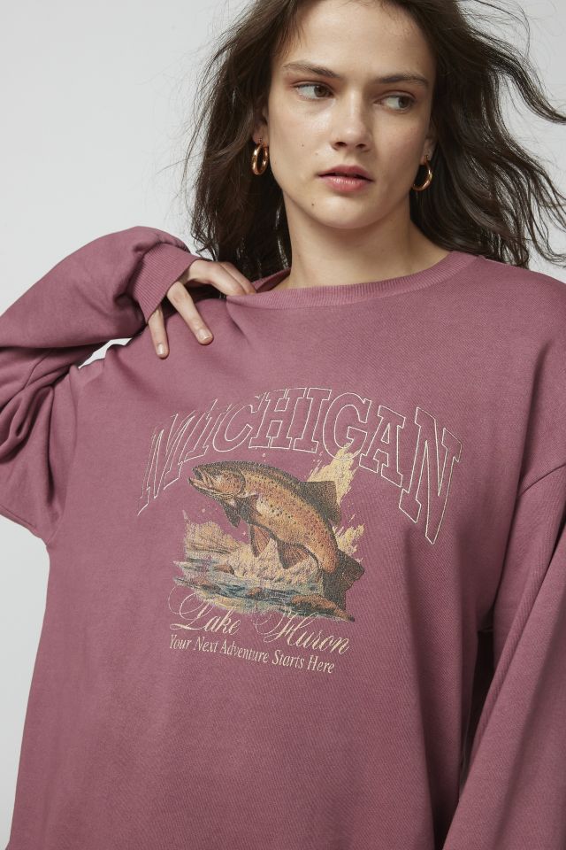 Michigan Lake Huron Embroidered Pullover Sweatshirt #1