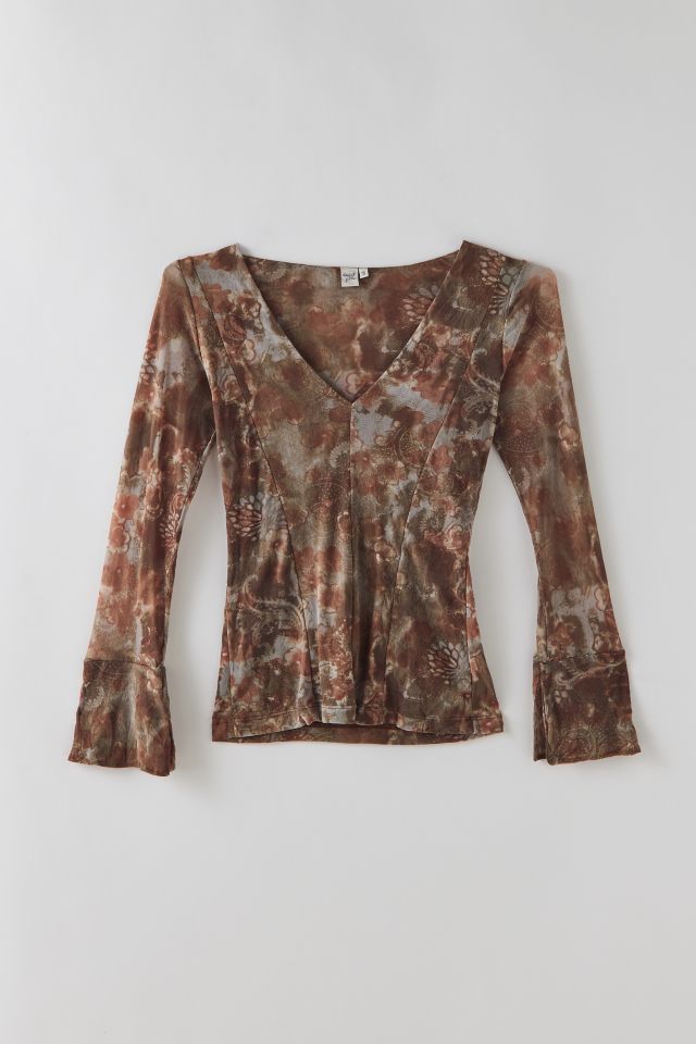 Vintage Patterned Mesh Top