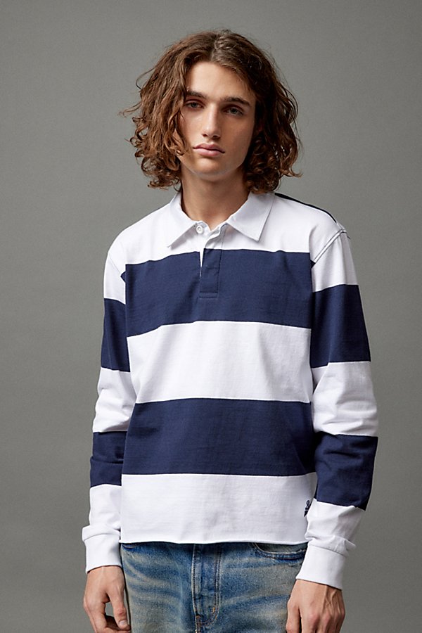 Bdg Classic Cutoff Rugby Shirt Top In Navy, Men's At Urban Outfitters