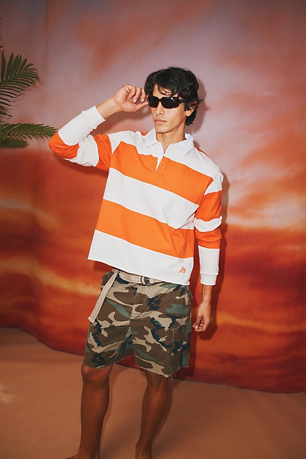 Bdg Classic Cutoff Rugby Shirt Top In Orange, Men's At Urban Outfitters