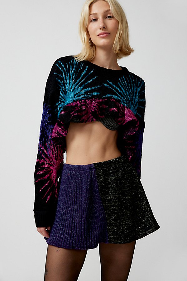 Urban Renewal Parties Remade Sparkle Sweater Spliced Mini Skirt In Black, Women's At Urban Outfitters