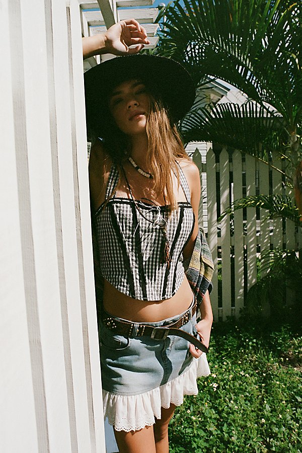 Out From Under Betty Gingham Corset In Black/white Gingham, Women's At Urban Outfitters