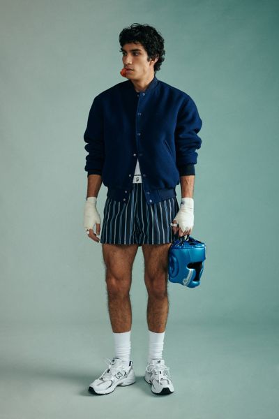 Standard Cloth Striped Boxing Short In Black Stripe, Men's At Urban Outfitters