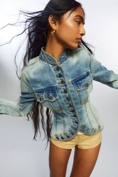 Shop Lee X Angel Chen Denim Jacket In Light Blue, Women's At Urban Outfitters