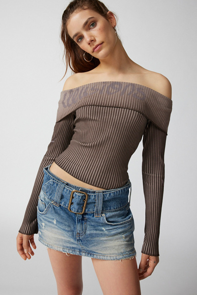 Y2K Ribbed Off-The-Shoulder Top | Urban Outfitters Canada