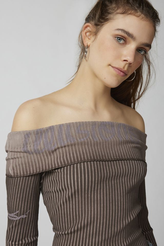 Y2K Ribbed Off-The-Shoulder Top #2