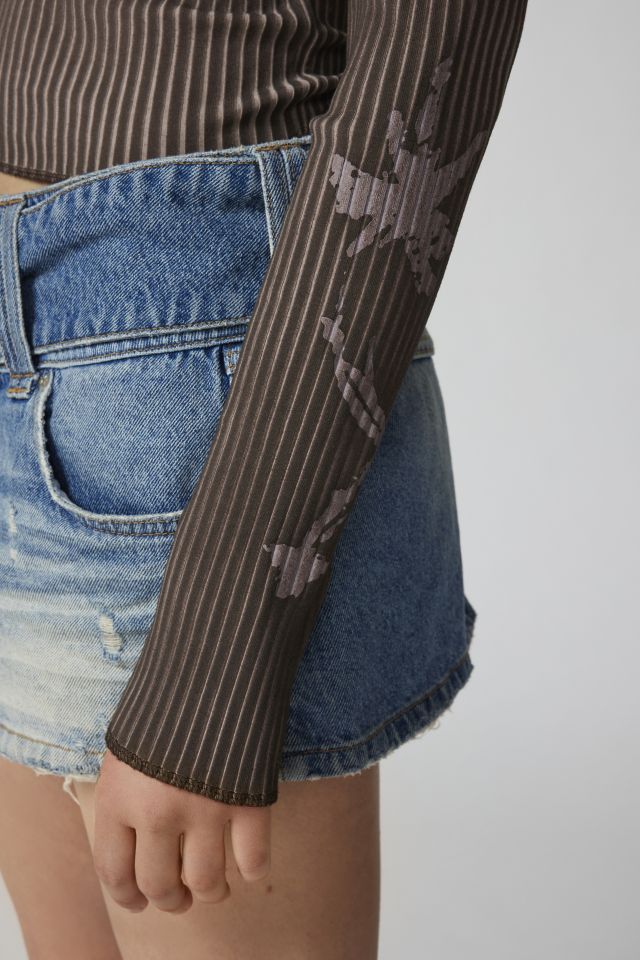 Y2K Ribbed Off-The-Shoulder Top #3