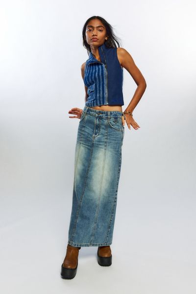 Lee X Angel Chen Denim Skirt In Light Blue, Women's At Urban Outfitters