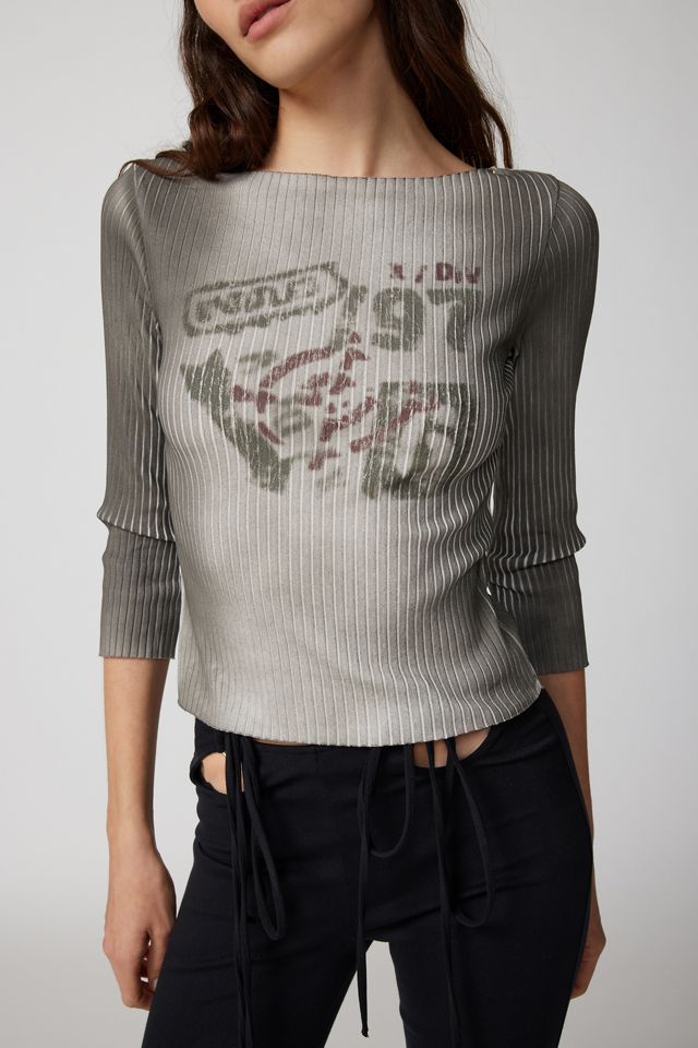 197 Ribbed Long Sleeve Graphic Tee | Urban Outfitters