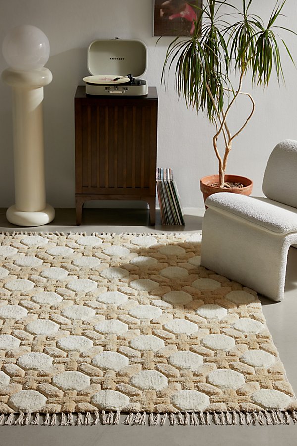 Urban Outfitters Tile Carved Tufted Rug In Natural At  In Neutral