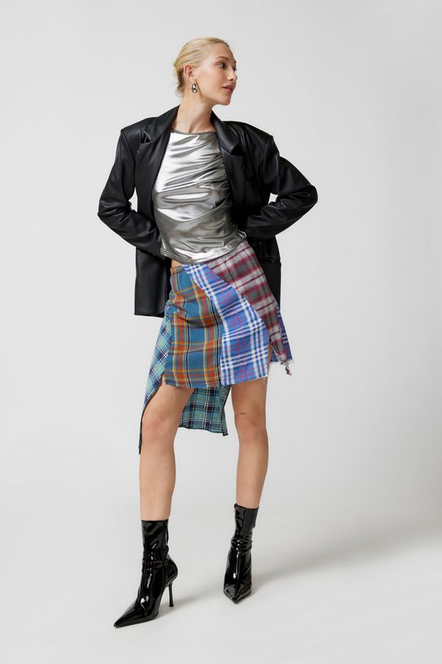 Urban Renewal Remade Pieced Flannel Asymmetric Skirt Urban