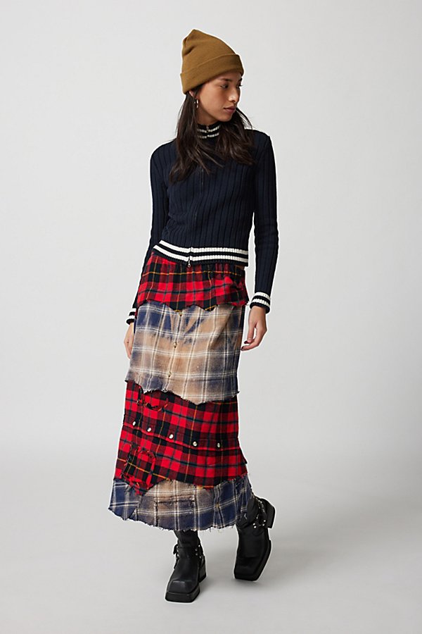 Urban Renewal Re/creative Remade Tiered Flannel Maxi Skirt In Assorted, Women's At Urban Outfitters