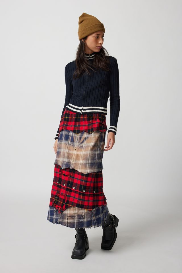 Plaid flannel shop maxi skirt