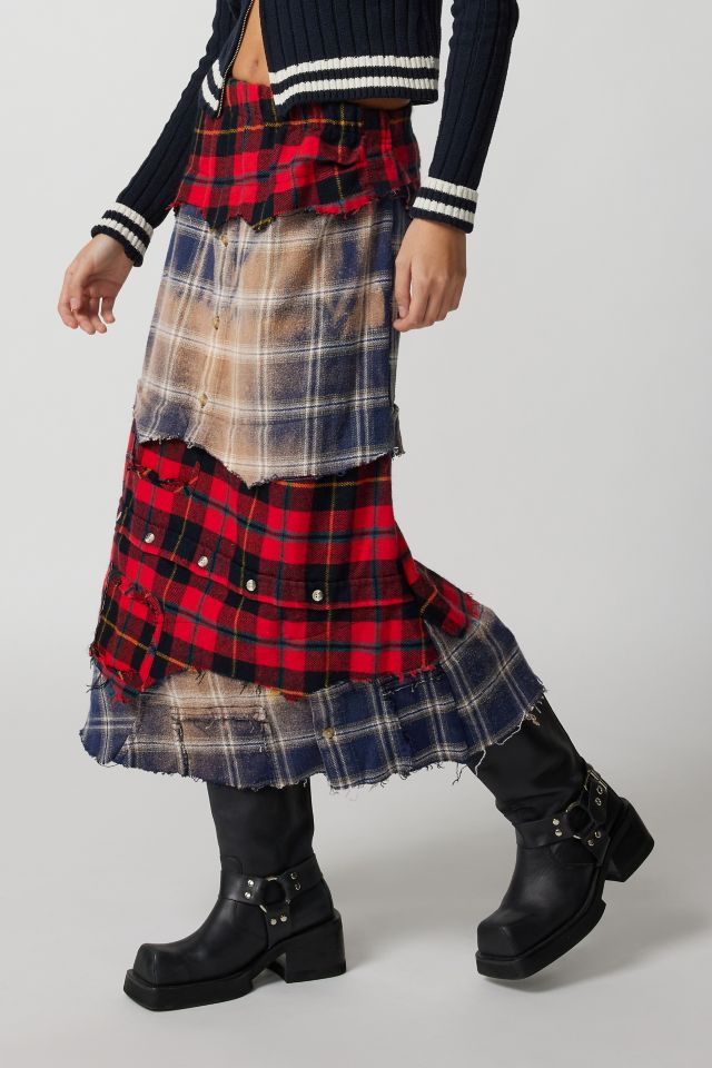 Urban Renewal Re/Creative Remade Tiered Flannel Maxi Skirt #4