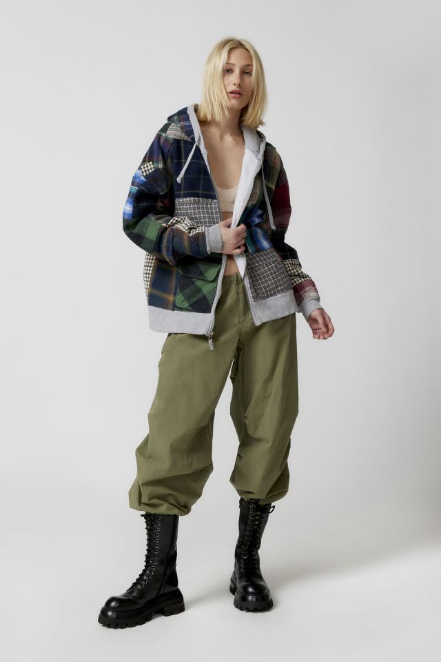 Urban Renewal Re/Creative Remade Heavy Flannel Patchwork Zip Hoodie Sweatshirt #3