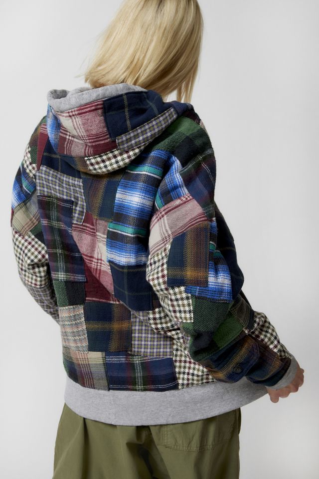 Urban Renewal Re/Creative Remade Heavy Flannel Patchwork Zip Hoodie Sweatshirt #5