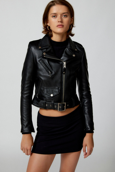 HUF×SCHOTT LEATHER JACKET Schott Perfecto Leather Cropped Moto Jacket | Urban Outfitters Canada