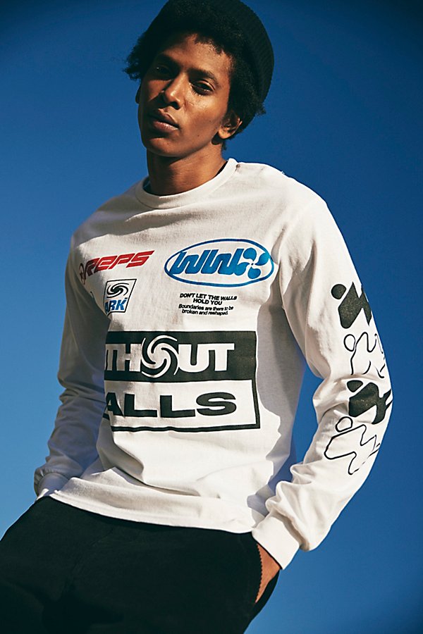 Without Walls Racing Graphic Long Sleeve Tee In White, Men's At Urban Outfitters