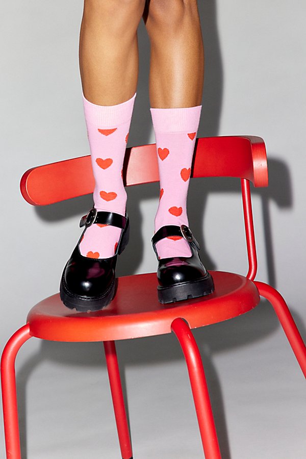 Happy Socks Heart Crew Sock In Pink, Women's At Urban Outfitters