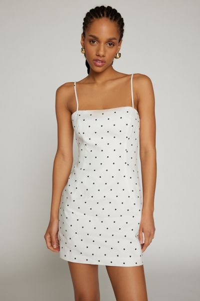 bardot joie polka dot linen mini dress