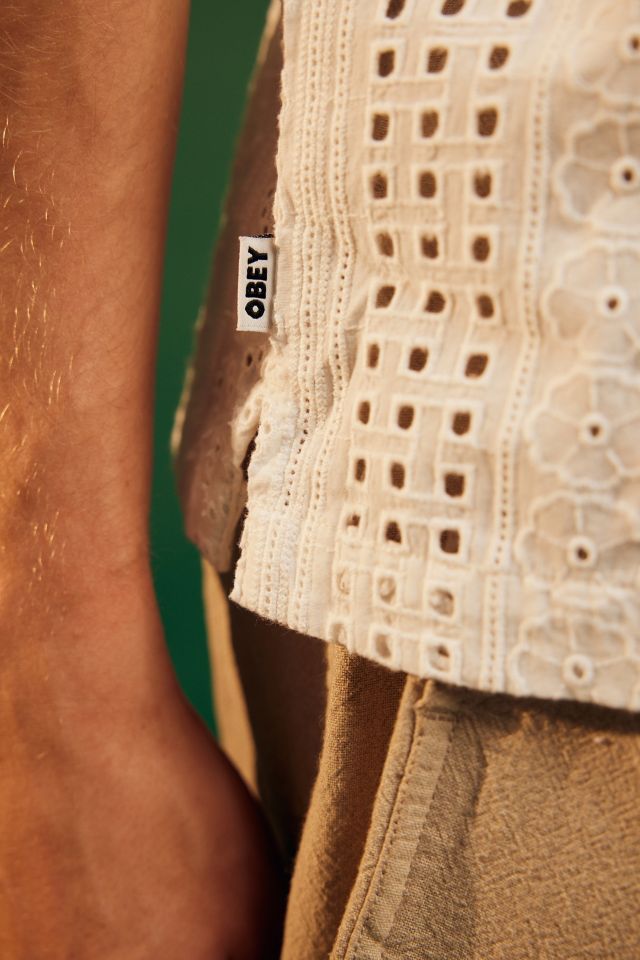 OBEY Sunday Woven Eyelet Short Sleeve Button-Down Shirt #4