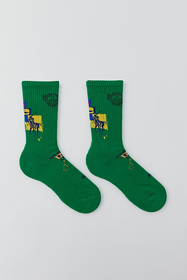 Shop Polo Ralph Lauren Love Peace Paris Crew Sock In Green, Men's At Urban Outfitters
