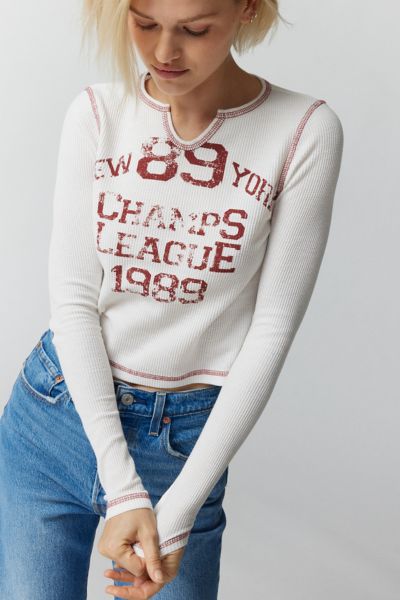 Champs League Thermal Long Sleeve Baby Tee Urban Outfitters