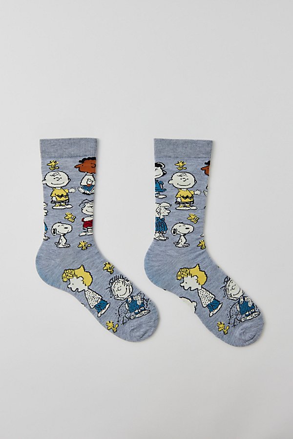 Urban Outfitters Peanuts Allover Print Crew Sock In Grey, Men's At