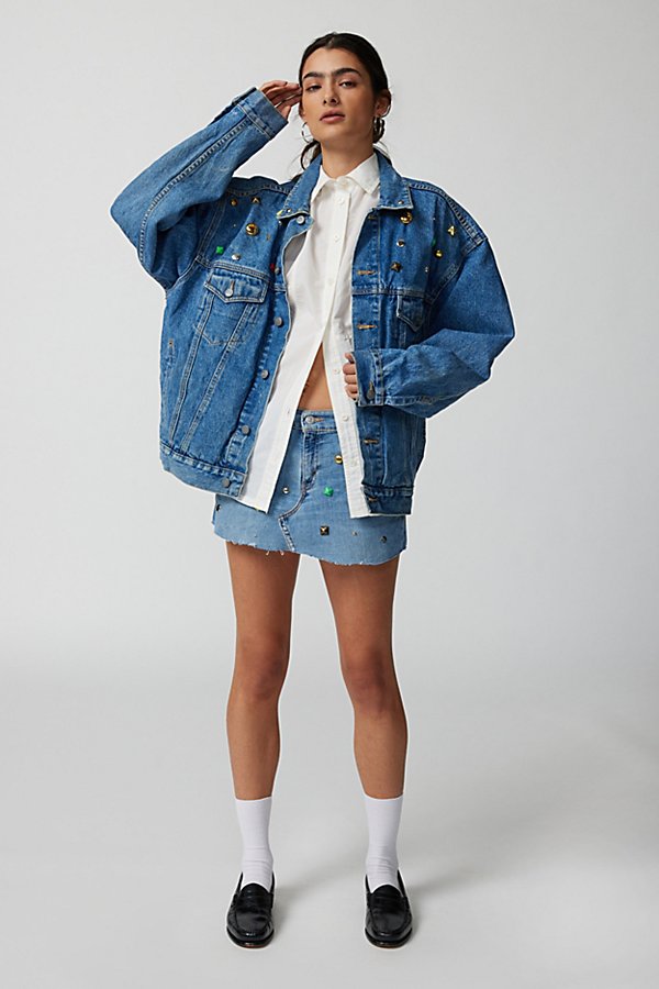 Urban Renewal Parties Remade Jewel Studded Denim Jacket In Indigo, Women's At Urban Outfitters