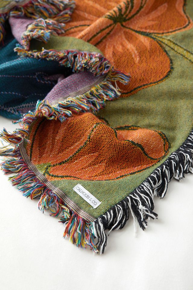 Calhoun & Co. Wild Flowers Tapestry Throw Blanket #1