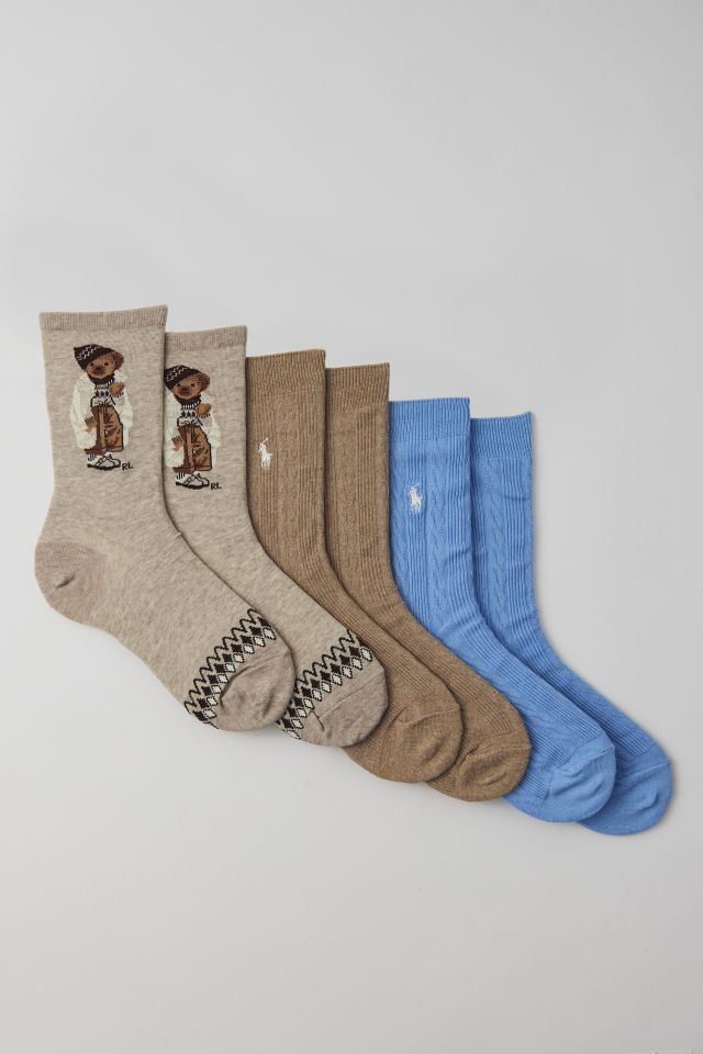 Women's Winter Bear 3-Pair Crew Sock Set