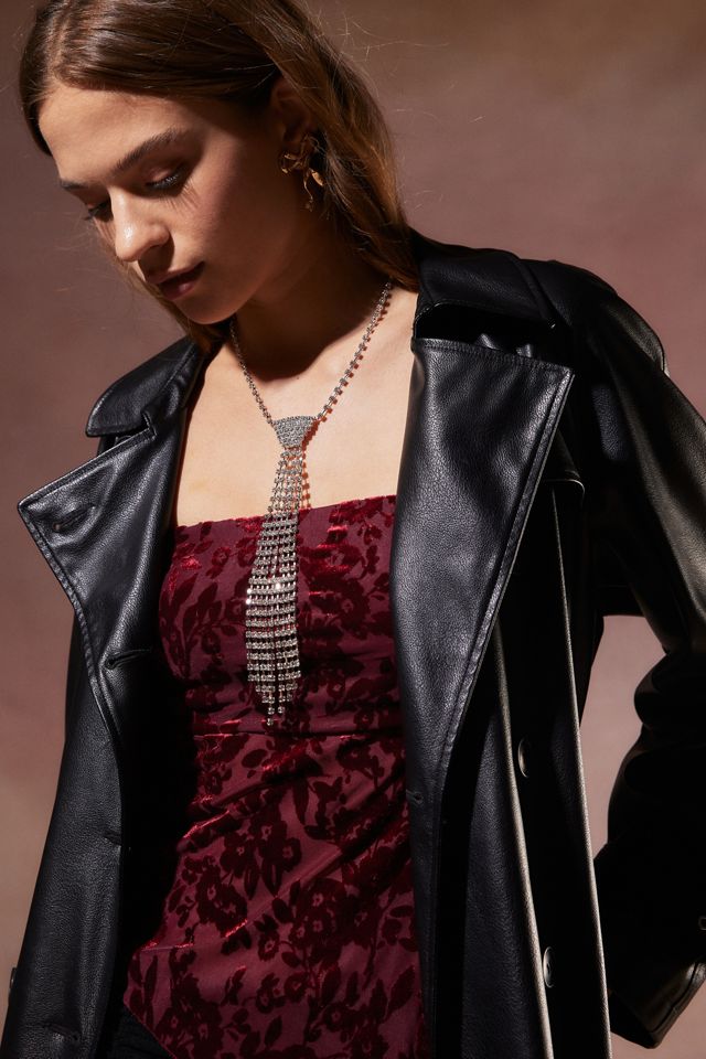 rhinestone tie necklace