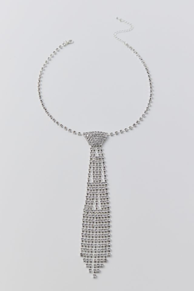 rhinestone tie necklace