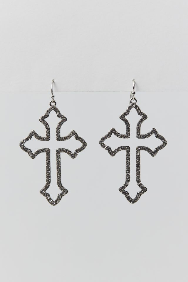 Statement Rhinestone Cross Earring #1