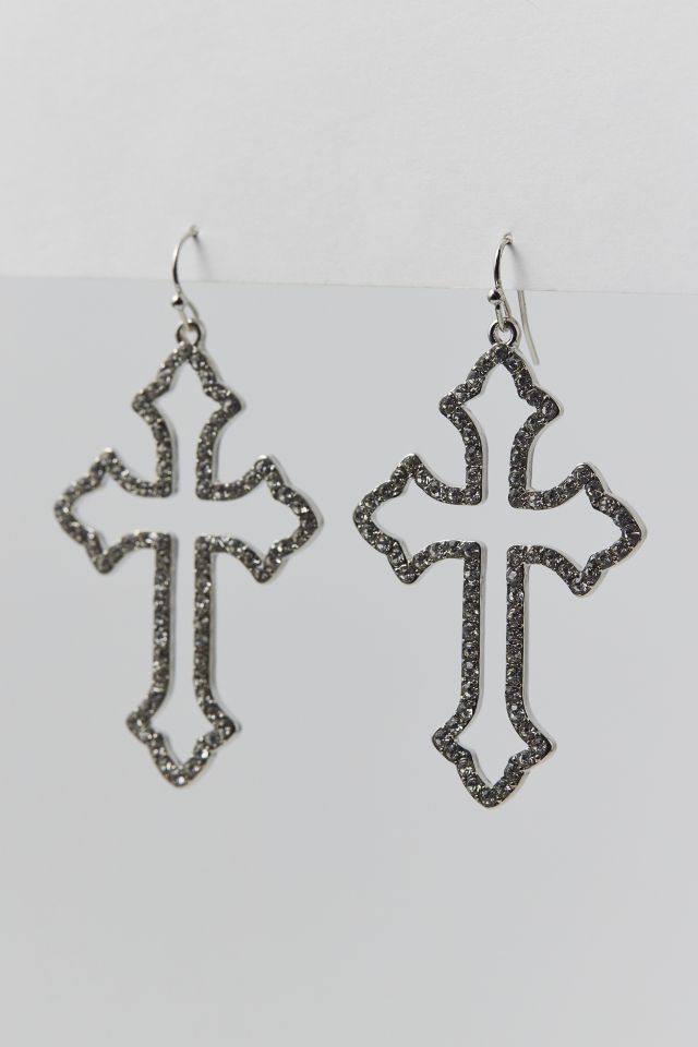 Statement Rhinestone Cross Earring #2