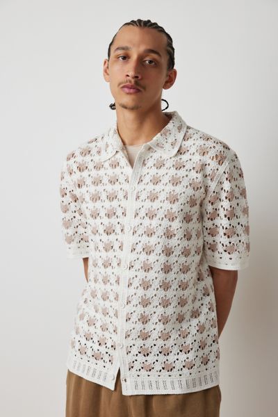 Shop Wax London Porto Splash Sweater Polo Shirt In Ecru, Men's At Urban Outfitters
