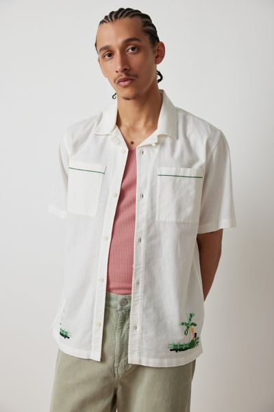 Shop Wax London Newton Paradise Stitch Shirt Top In Ecru, Men's At Urban Outfitters