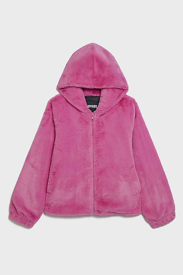 APPARIS APPARIS LUZ PLUCHE JACKET IN SUGAR PINK, WOMEN'S AT URBAN OUTFITTERS
