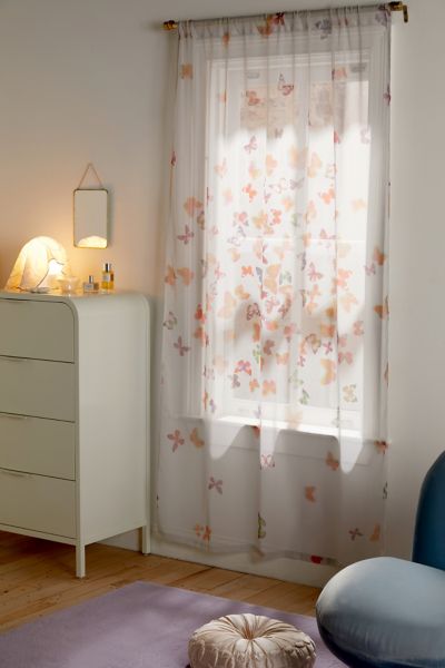 Shop Urban Outfitters Alayna Butterflies Curtain Panel In White At