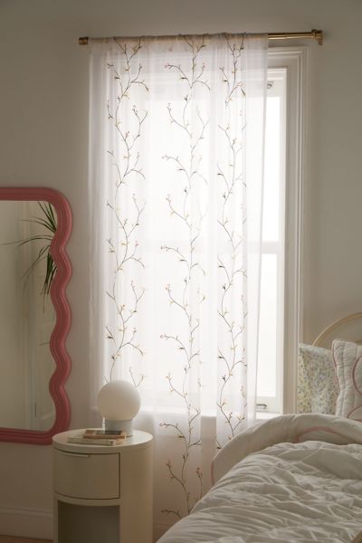 Urban Outfitters Climbing Vine Embroidered Window Panel In White At