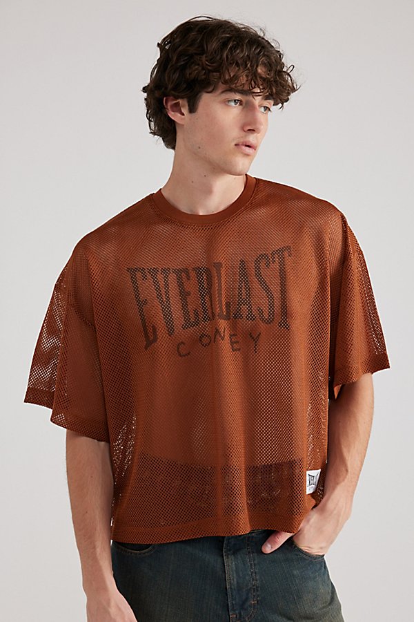 Shop Coney Island Picnic X Everlast Uo Exclusive Cropped Tee In Shadow Brown, Men's At Urban Outfitters