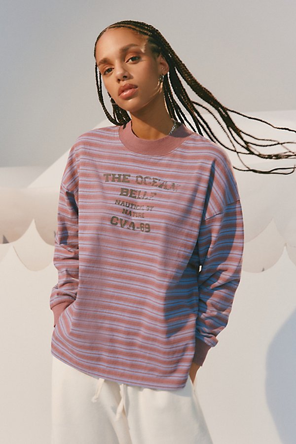 Bdg Spencer Long Sleeve Nautical Graphic Tee In Mauve, Women's At Urban Outfitters