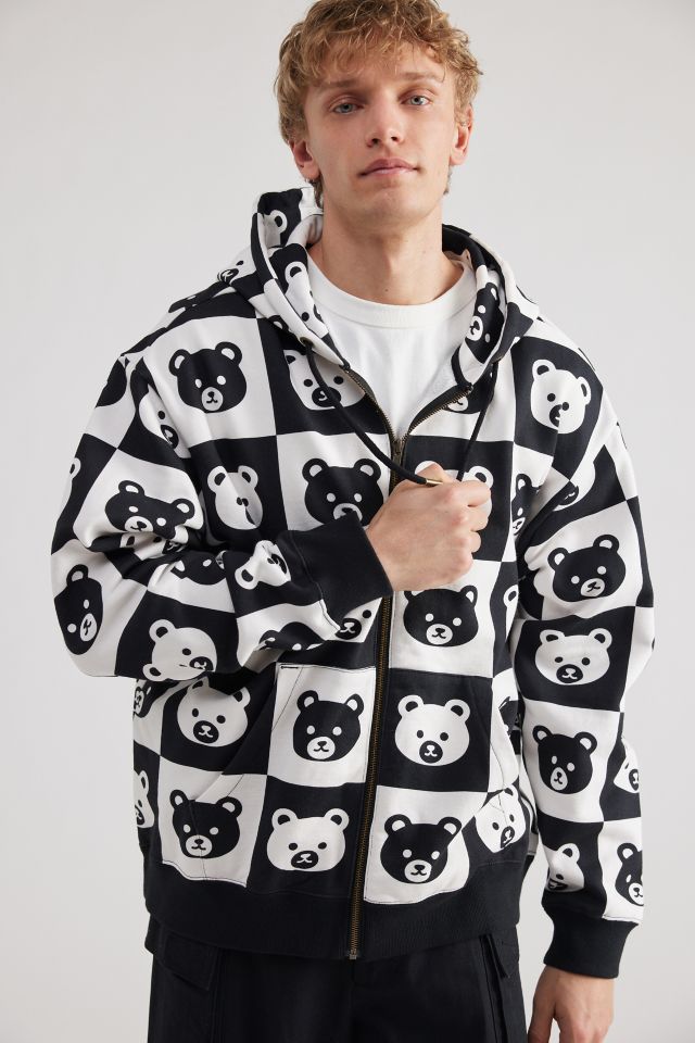 Teddy Fresh Bear Checkerboard Full Zip Hoodie Sweatshirt #1
