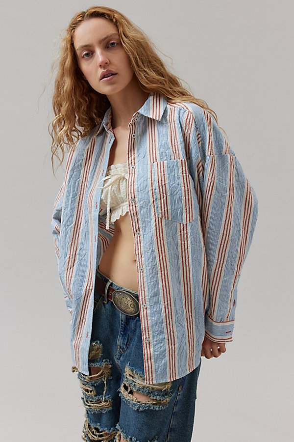Bdg Ryanne Crinkled Button-down Shirt In Assorted, Women's At Urban Outfitters