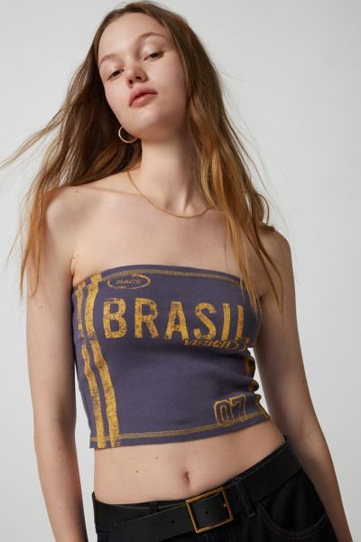 Urban Outfitters Brasil Longline Tube Top In Navy, Women's At