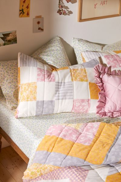 Urban Outfitters Martine Floral Mix Quilted Sham Set In Yellow At  In Multi