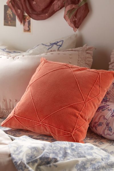 Shop Urban Outfitters Alen Velvet Throw Pillow In Orange At