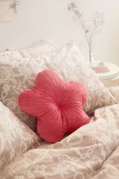 Shop Urban Outfitters Polly Flower Throw Pillow In Pink At