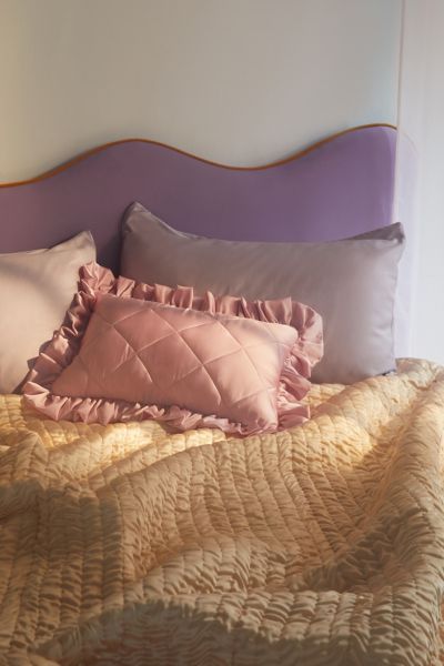 Shop Urban Outfitters Ashley Satin Quilted Throw Pillow In Pink At