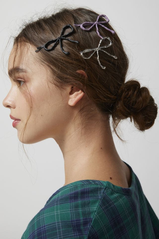 Matte Bow Slide Barrette Set Urban Outfitters Canada